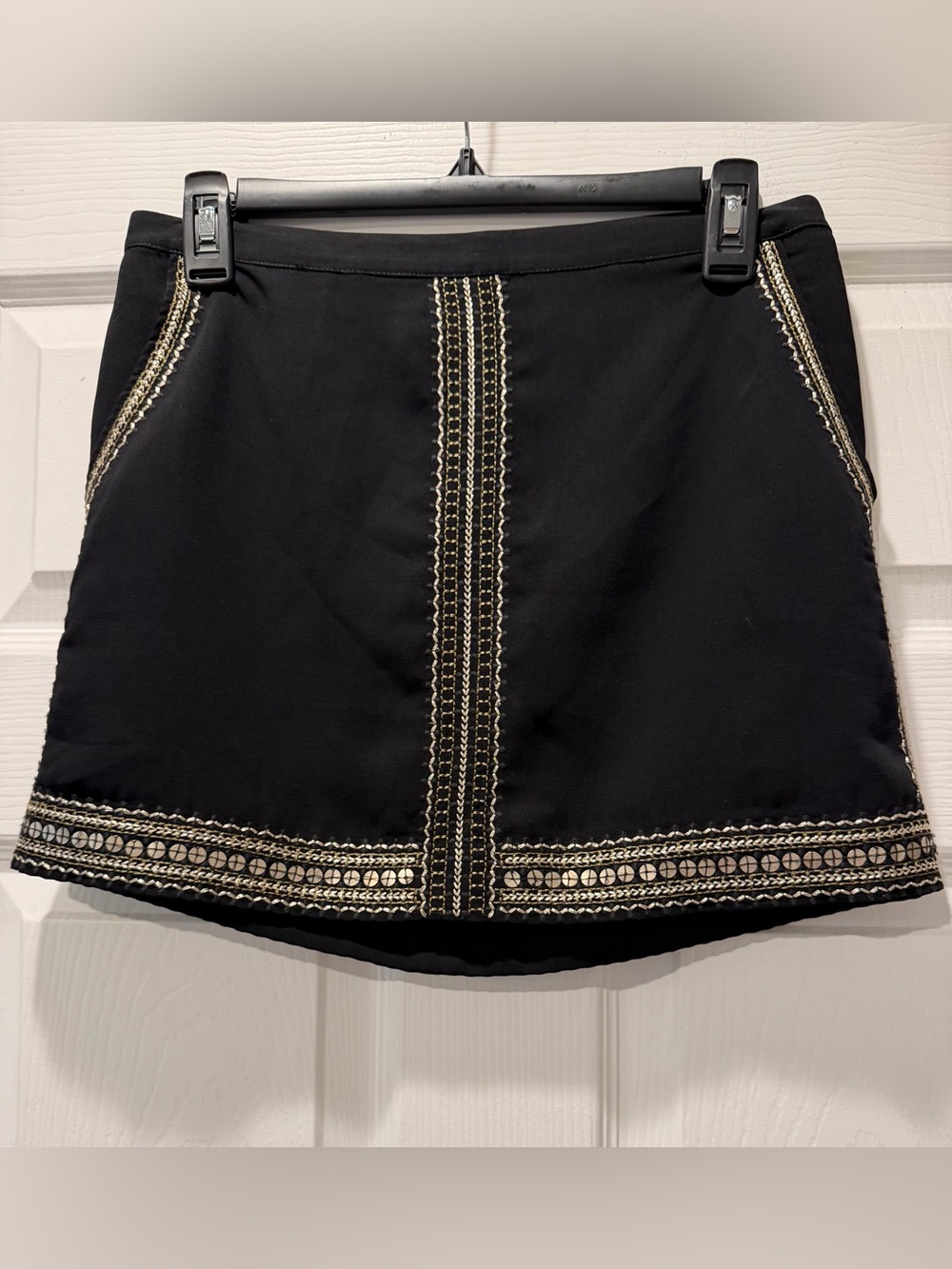 Madewell embellished size 0 black and gold skirt (with pockets)